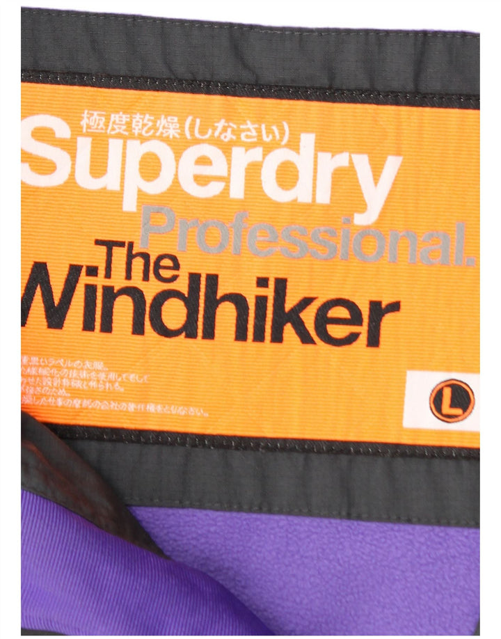 SUPERDRY Womens The Windhiker Windbreaker Jacket UK 16 Large Grey Nylon