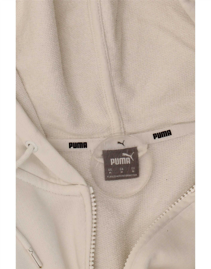 Maglione con cappuccio e zip corta da donna Puma UK 14 Medio Bianco