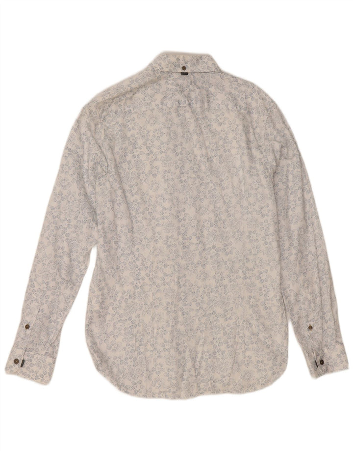 Camicia da uomo Ted Baker taglia 3 cotone floreale bianco medio