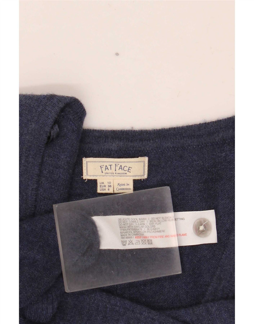 Maglione cardigan da donna Fat Face UK 10 piccolo in lana blu navy