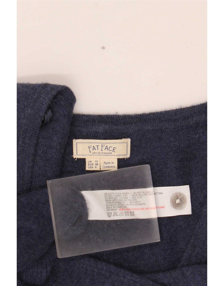 Maglione cardigan da donna Fat Face UK 10 piccolo in lana blu navy