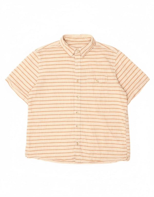 Camicia a maniche corte da uomo Fat Face, cotone a righe bianche grandi