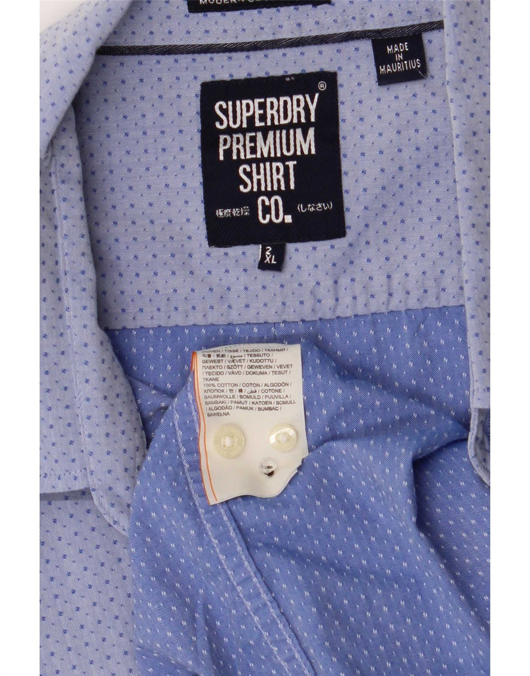 Camicia da uomo Superdry 2XL cotone maculato blu
