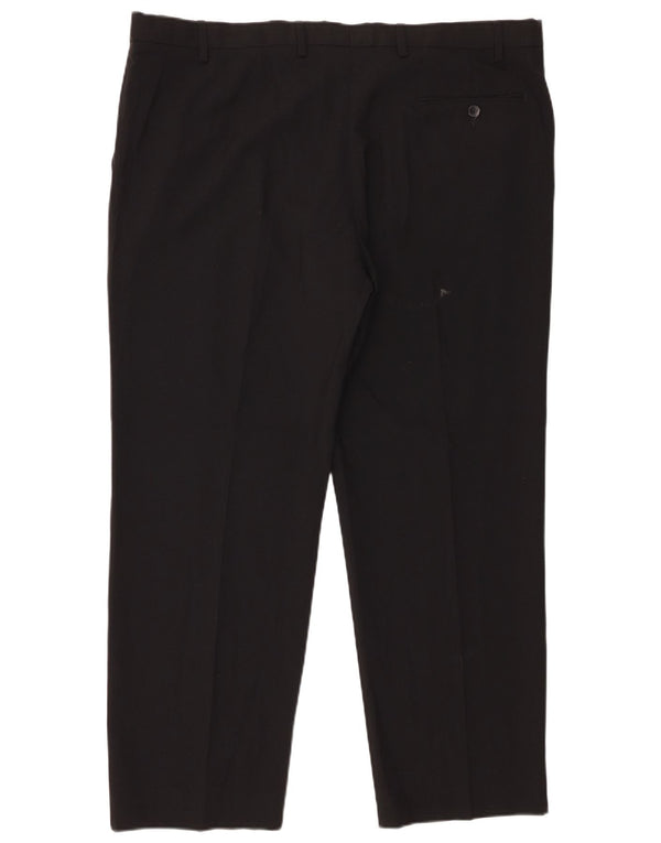 Pantaloni da abito regolari dritti da uomo Marks & Spencer W42 L29 poliestere nero