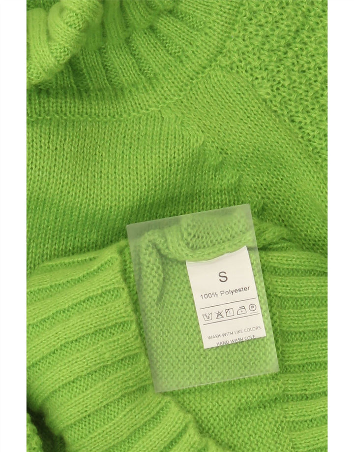 Maglione maglione oversize da donna vintage con collo alto UK 10 piccolo verde