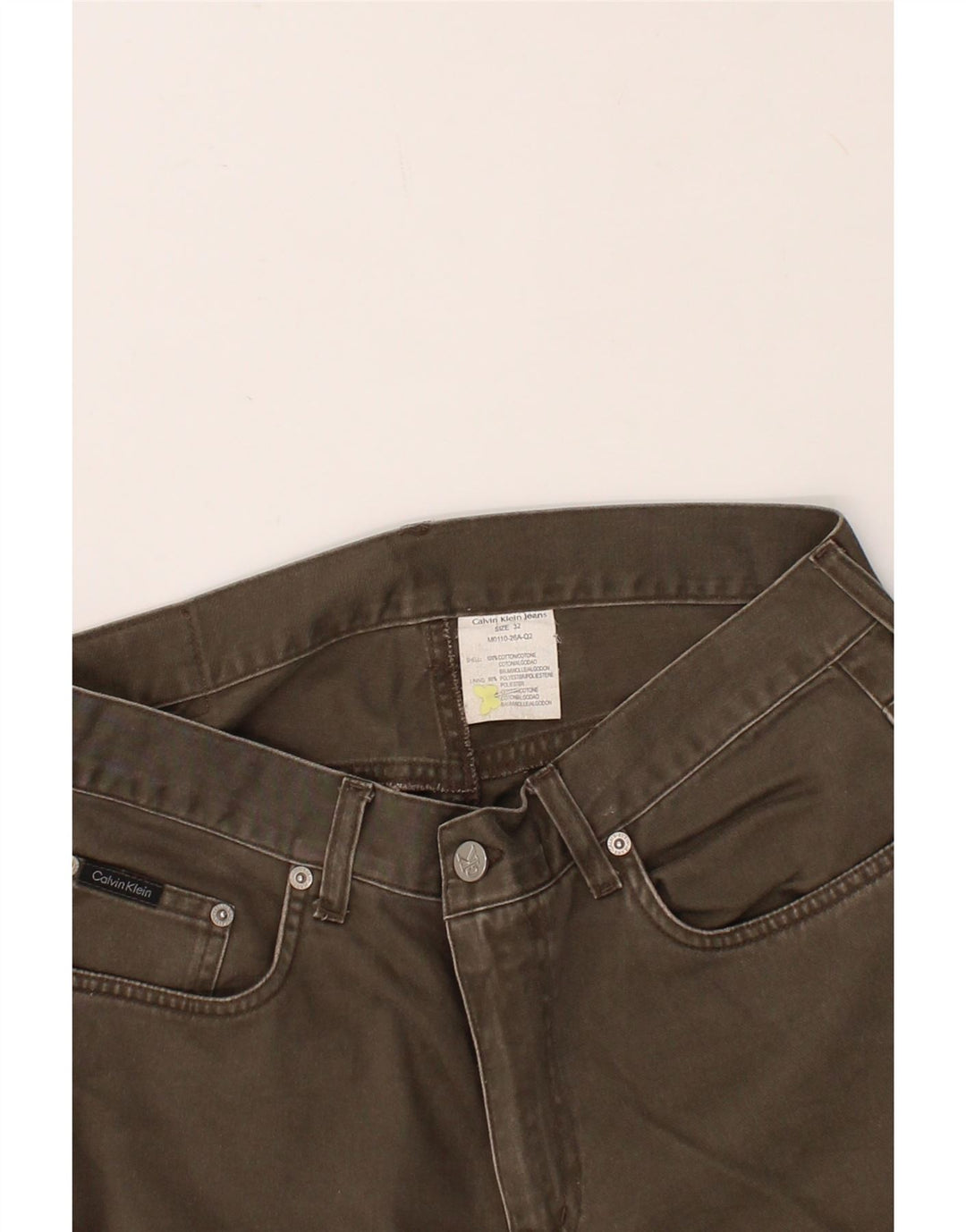 CALVIN KLEIN Jeans dritti da uomo W32 L31 cotone kaki