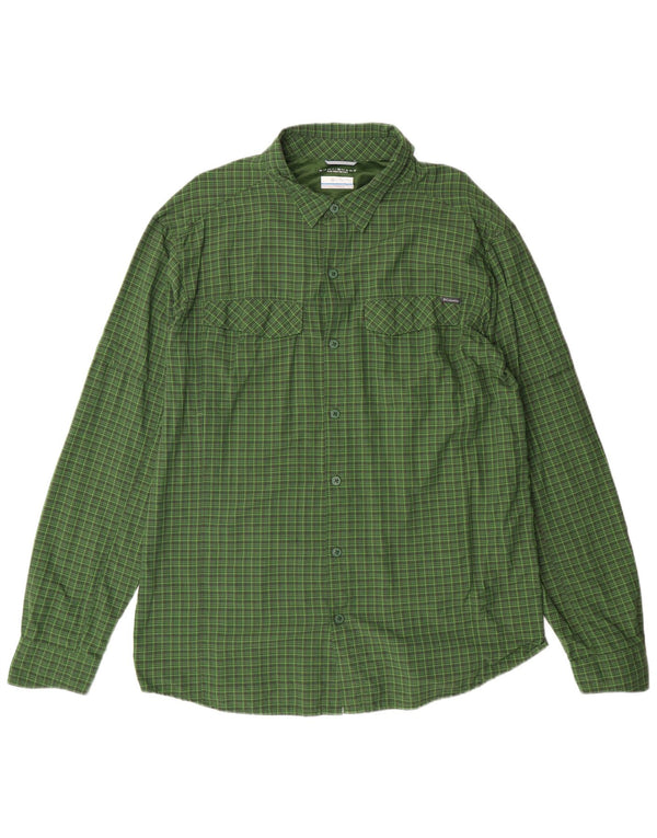Camicia a quadri Columbia Omni-Shade da uomo XL in nylon verde a quadri