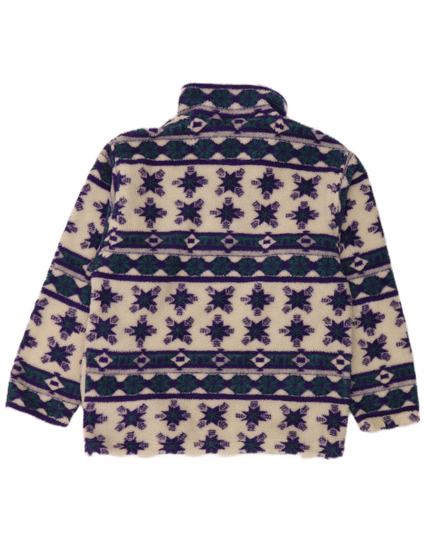 Maglione in pile da donna Bailo con collo e zip UK 16 Grande poliestere geometrico bianco