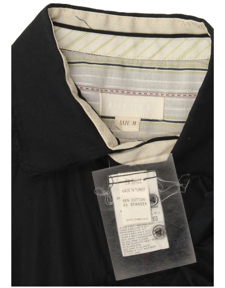 Camicia militare da uomo a maniche corte Diesel in cotone blu navy medio