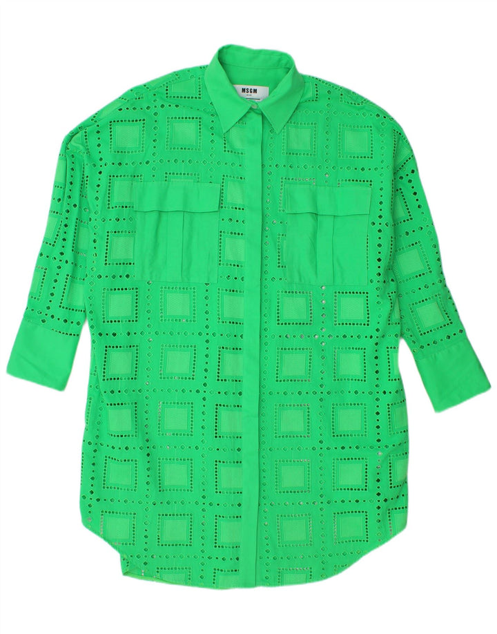 Abito chemisier oversize da donna MSGM IT 40 Cotone geometrico verde medio
