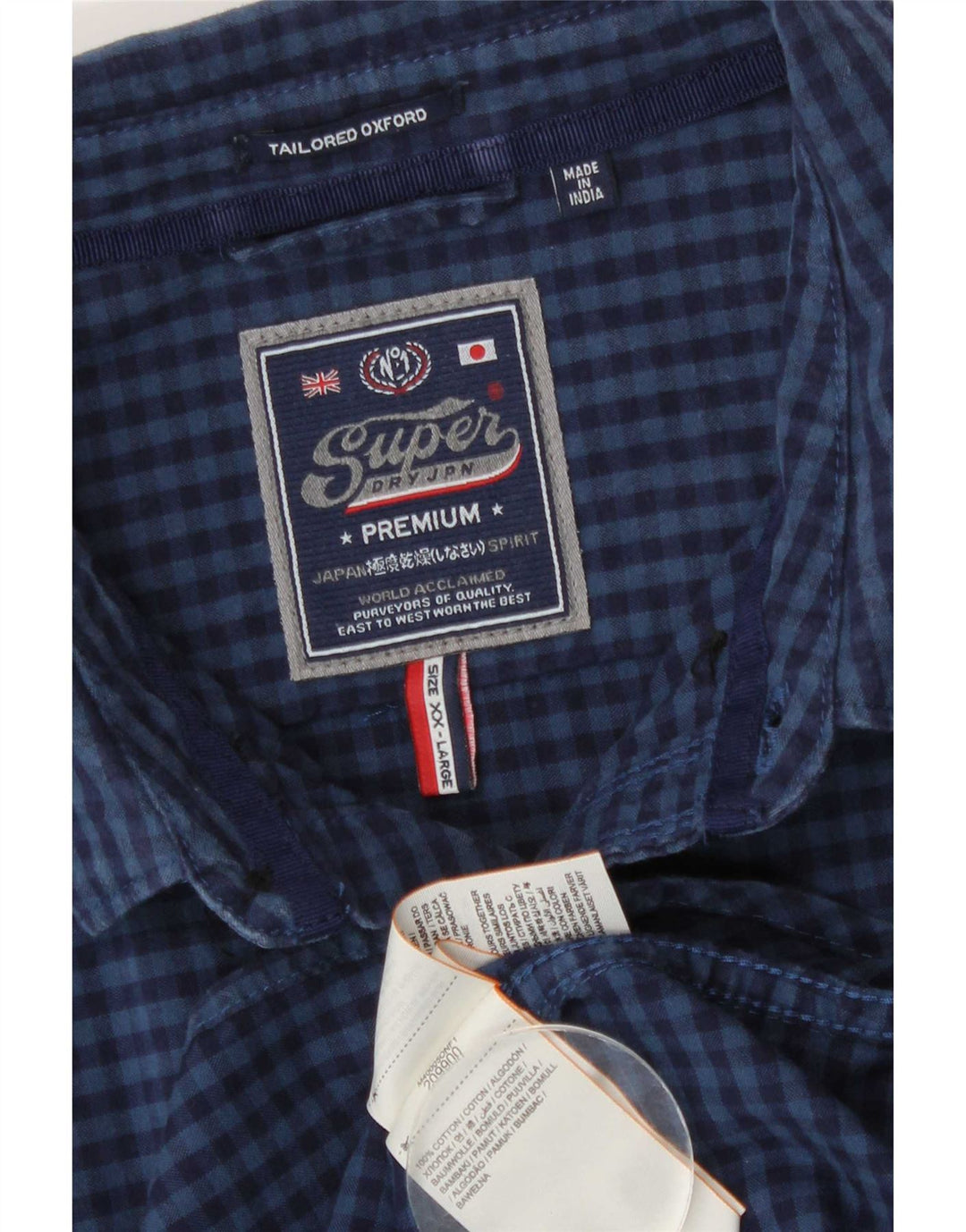 Camicia da uomo Superdry 2XL in cotone a quadretti blu navy