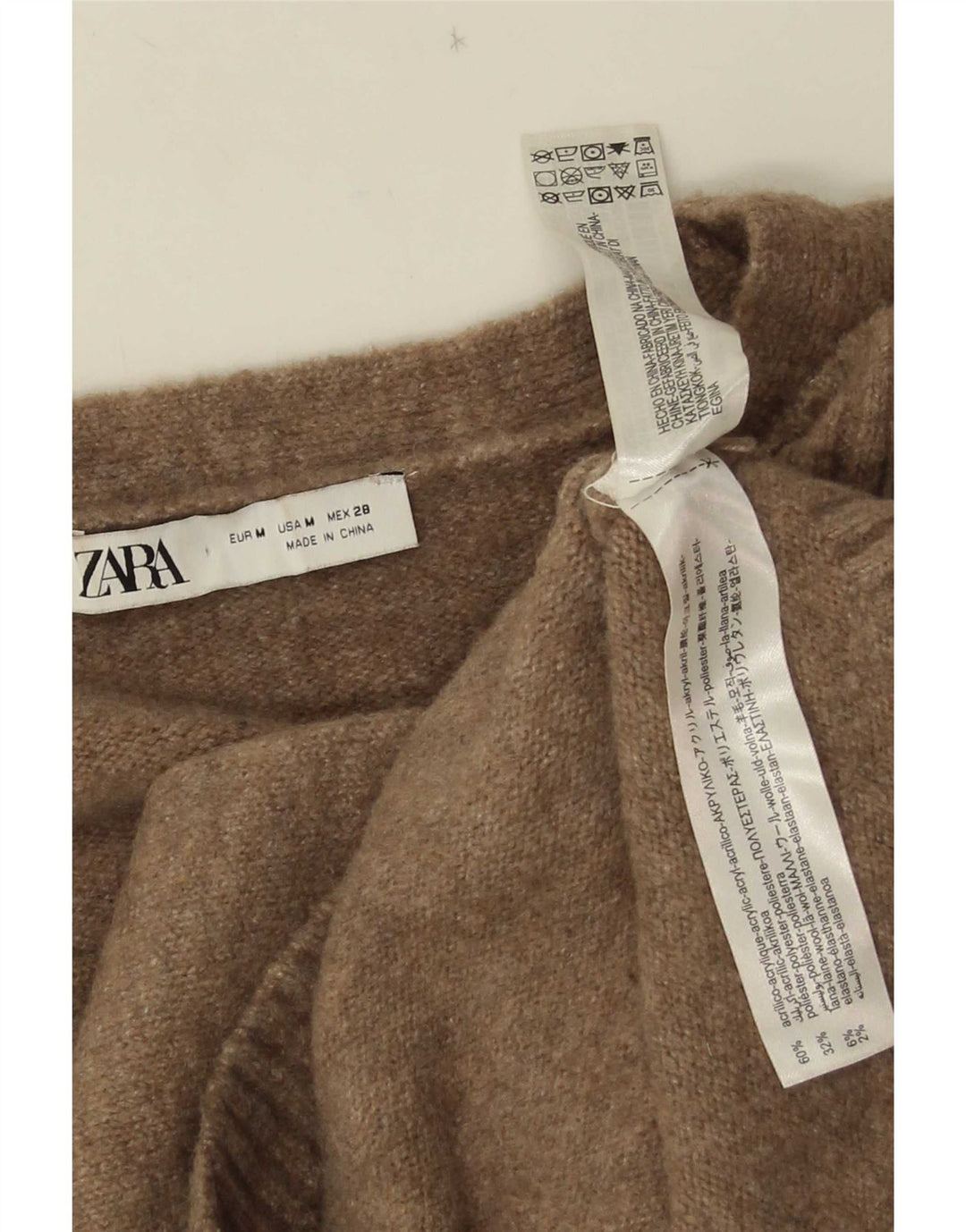Maglione cardigan oversize da donna Zara UK 14 Acrilico marrone medio