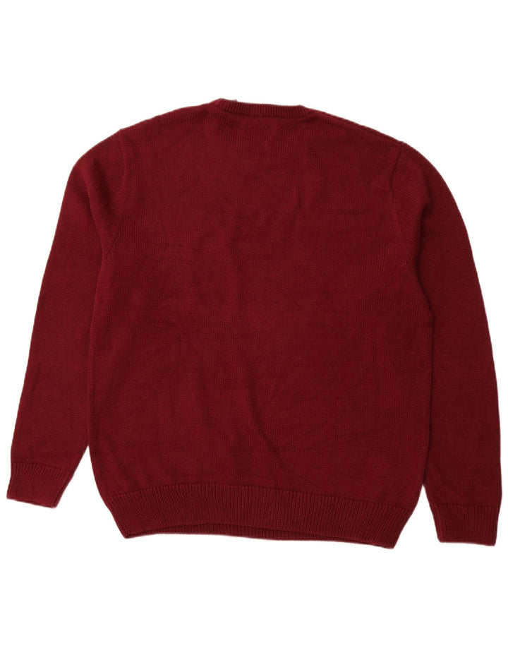 Maglione maglione girocollo da uomo CHAPS grande in cotone bordeaux