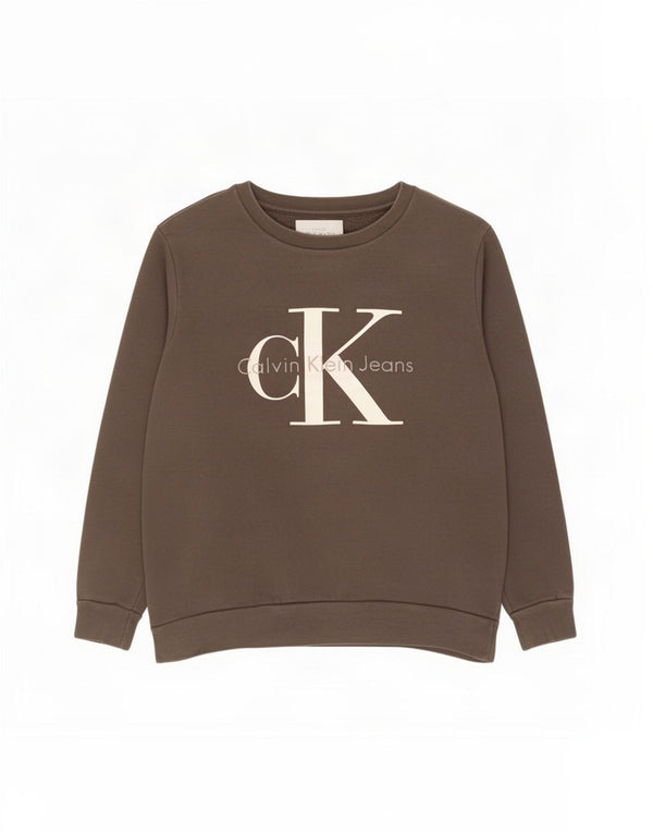 Felpa grafica da donna Calvin Klein Jeans Jumper UK 10 Small Marrone