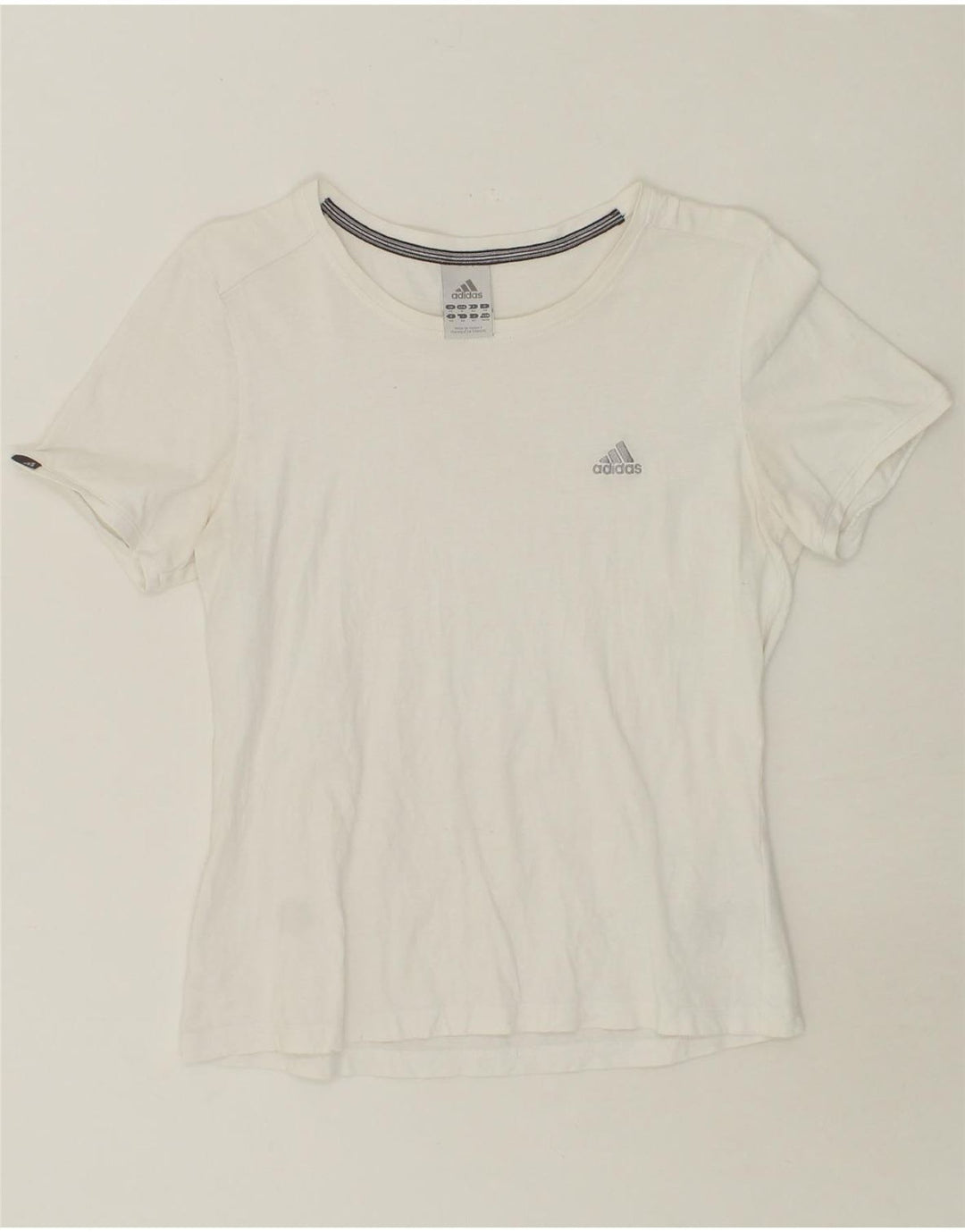 ADIDAS Womens T-Shirt Top UK 14 Medium White Cotton Vintage Adidas and Second-Hand Adidas from Messina Hembry 