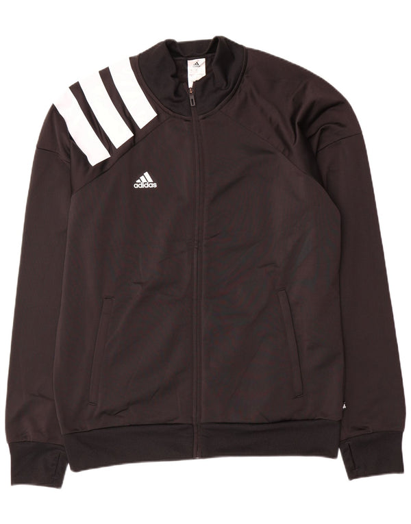 Giacca da ginnastica da uomo Adidas, giacca grande, in poliestere color block nero