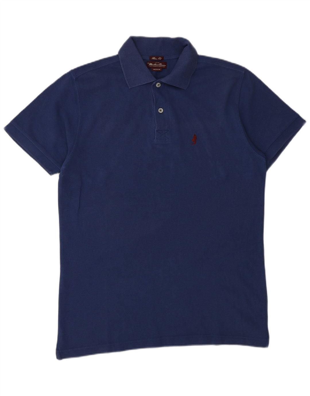 MARLBORO CLASSICS Mens Slim Fit Polo Shirt Medium Blue Cotton