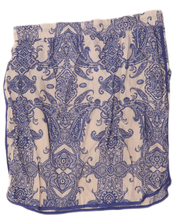 Gonna dritta da donna Marks & Spencer UK 14 Large W34 viscosa Paisley blu