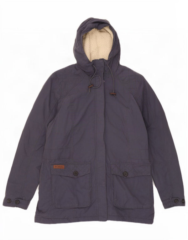 Cappotto Columbia da donna in sherpa con cappuccio, giacca a vento UK 18 XL, cotone blu
