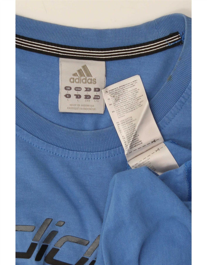 T-shirt grafica da uomo Adidas Top grande in cotone blu