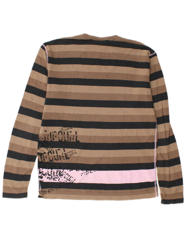 Rip Curl Top grafico da uomo a maniche lunghe in cotone a righe marrone medio