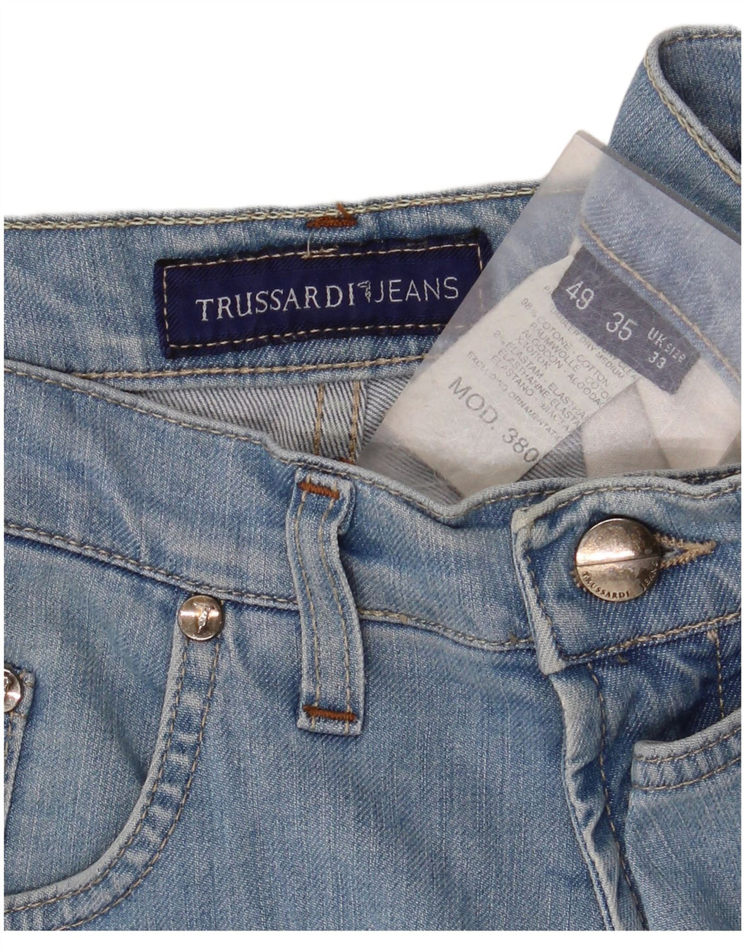 TRUSSARDI Jeans dritti da uomo 380 IT 49 Medio W33 L35 Blu Cotone