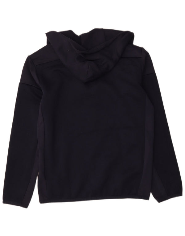 Maglione con cappuccio e zip da uomo Adidas, poliestere color block medio blu navy
