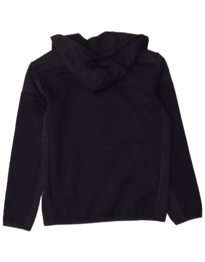 Maglione con cappuccio e zip da uomo Adidas, poliestere color block medio blu navy