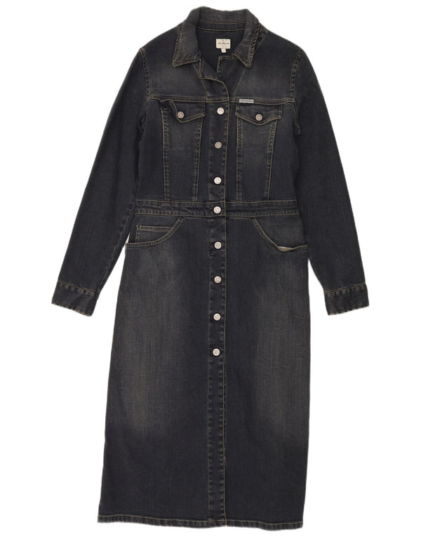 Abito maxi in denim da donna Calvin Klein Jeans UK 14 grande cotone blu navy