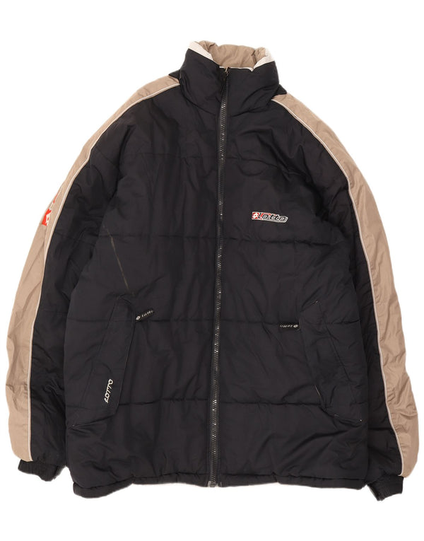 Giacca imbottita Lotto da uomo con vestibilità ampia e grafica UK 42 XL Colorblock nero