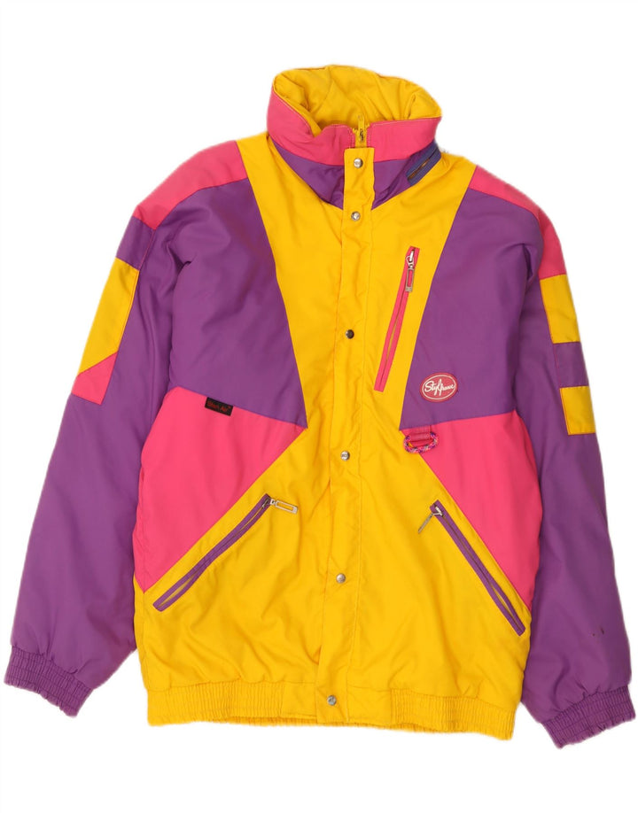 Giacca da sci vintage da uomo IT 46 piccola in poliammide color block multicolore