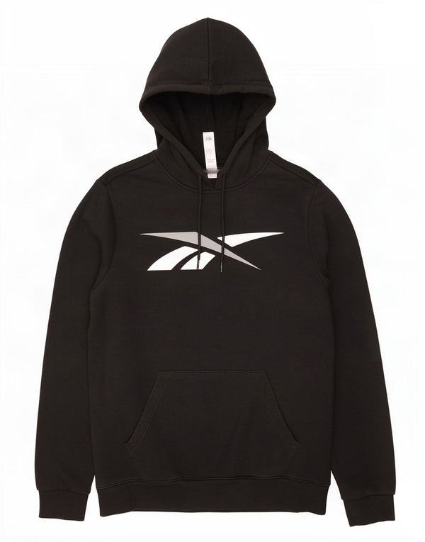 Felpa con cappuccio grafica da uomo Reebok, cotone medio nero