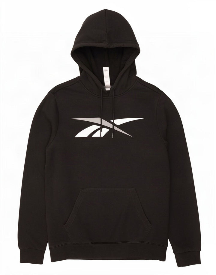 Felpa con cappuccio grafica da uomo Reebok, cotone medio nero