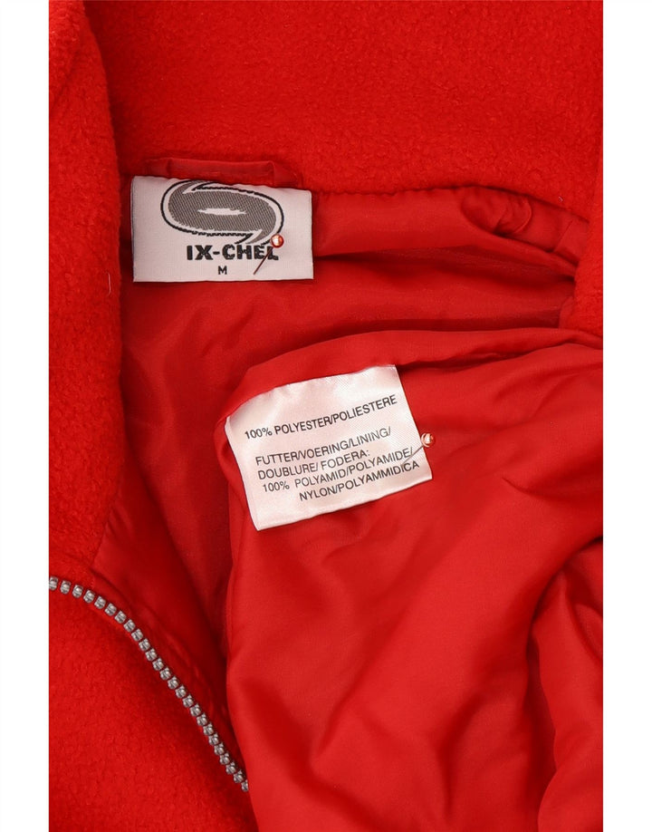 Maglione in pile da uomo VINTAGE con vestibilità ampia e collo grafico con zip, poliestere rosso medio