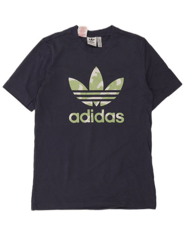 Maglietta grafica Adidas da ragazzo, 11-12 anni, in cotone blu navy
