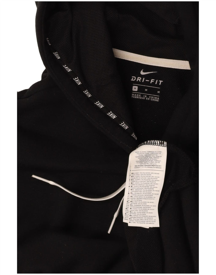 NIKE Felpa con cappuccio grafica corta da donna UK 14 Medium Nero Poliestere