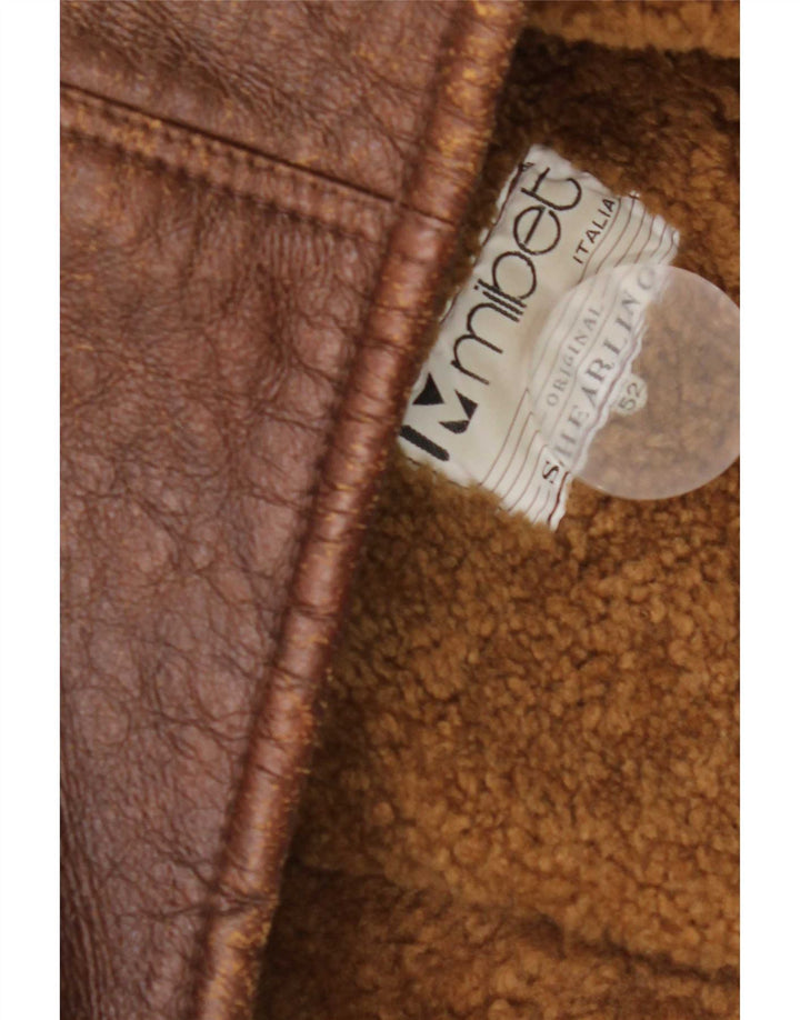Giacca in shearling vintage da uomo IT 52 XL Shearling marrone