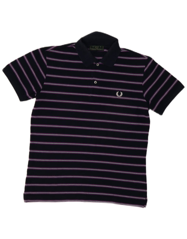 Polo da uomo FRED PERRY grande in cotone a righe blu navy