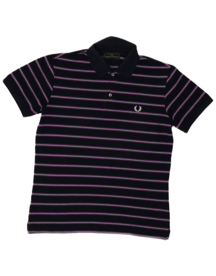 Polo da uomo FRED PERRY grande in cotone a righe blu navy