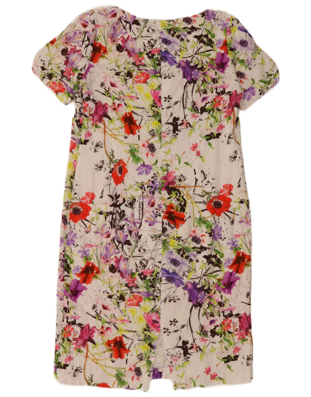 JUST CAVALLI Abito a trapezio da donna taglia 2 piccolo cotone floreale bianco