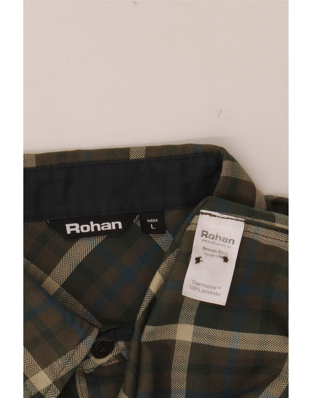 ROHAN Camicia da uomo in flanella grande poliestere scozzese kaki