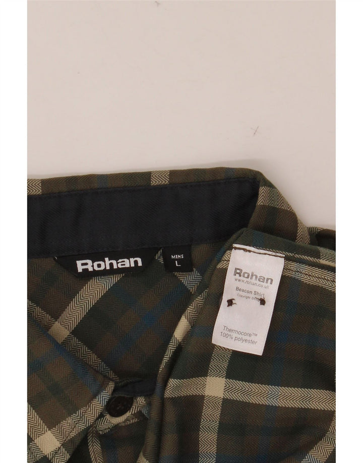 ROHAN Camicia da uomo in flanella grande poliestere scozzese kaki