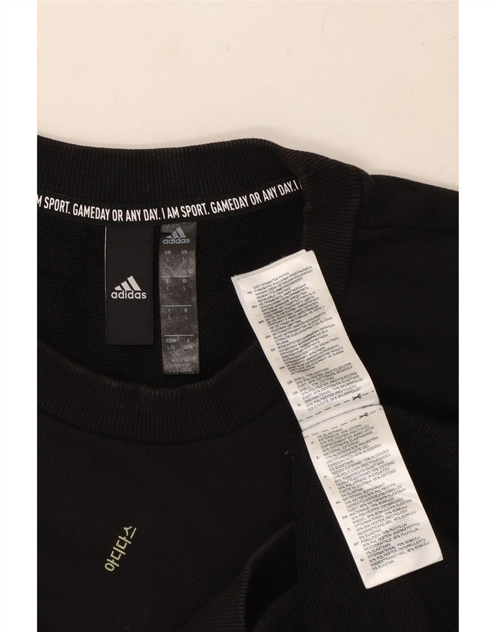 Felpa grafica da uomo Adidas Maglione grande cotone nero
