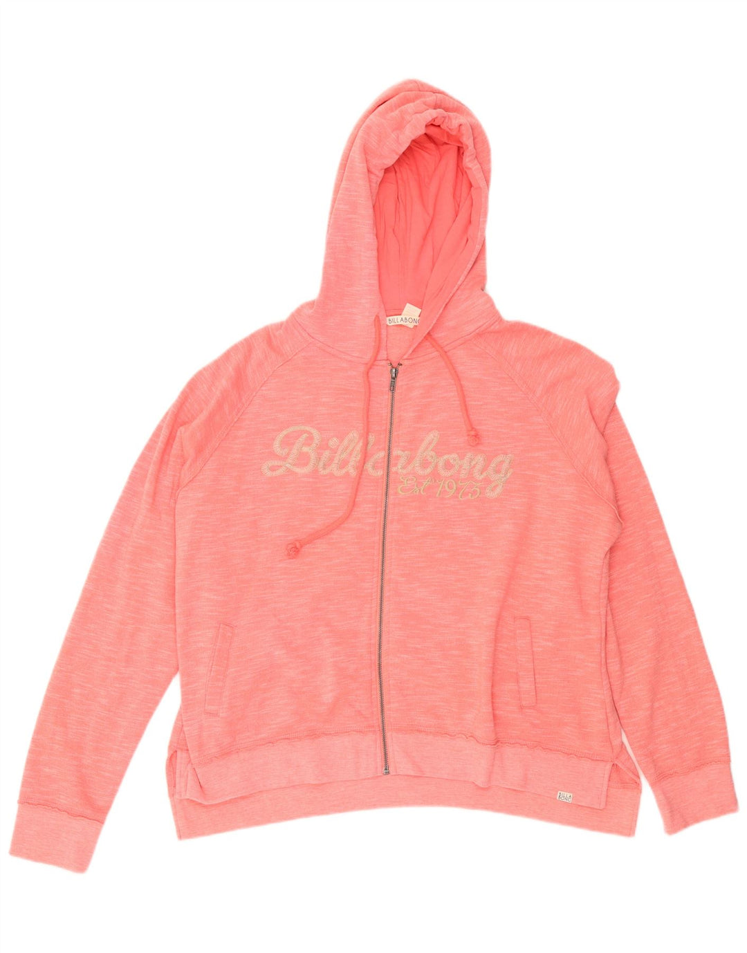 Maglione con cappuccio e zip oversize da donna BILLABONG UK 16 Large Pink Flecked
