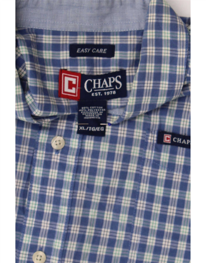 Camicia a maniche corte da uomo Chaps Easy Care XL in cotone a quadri blu
