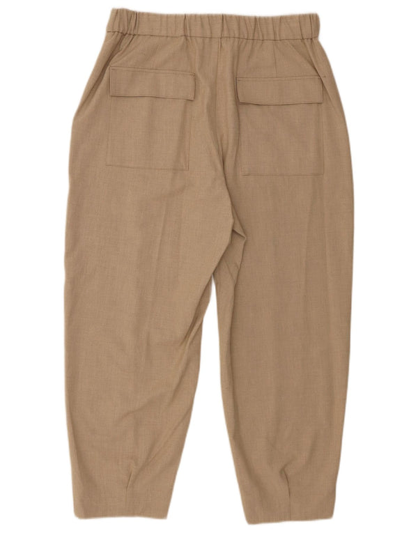 Pantaloni corti a vita alta da donna Zara medi W28 L23 poliestere beige