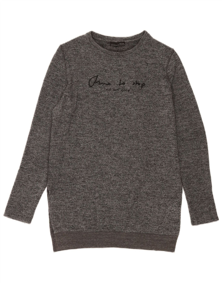 Abito in maglione grafico da donna Zara UK 14 Grigio medio chiazzato