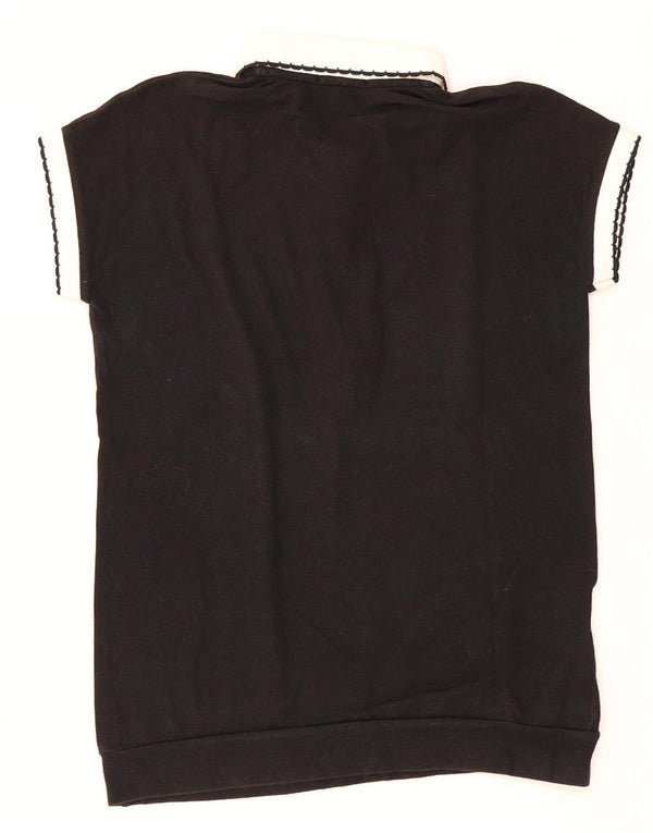 Polo da donna Fred Perry UK 10 piccola in cotone color block nero