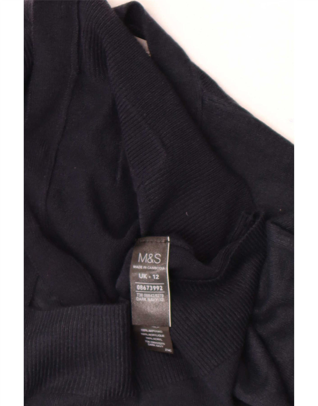 Maglione cardigan corto da donna Marks & Spencer UK 12 medio blu navy acrilico