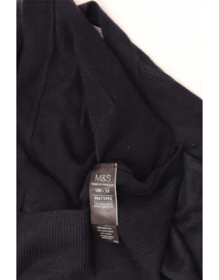 Maglione cardigan corto da donna Marks & Spencer UK 12 medio blu navy acrilico